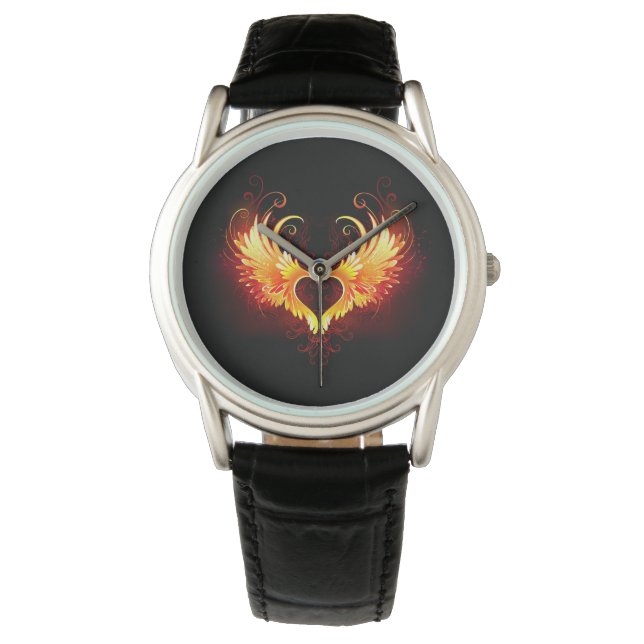 Angel Fire Heart met Wings Horloge (Voorkant)