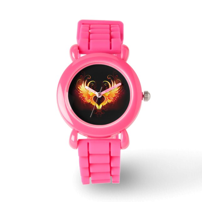 Angel Fire Heart met Wings Horloge (Voorkant)