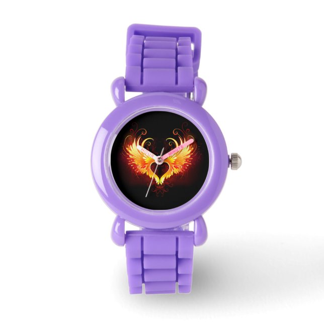 Angel Fire Heart met Wings Horloge (Voorkant)