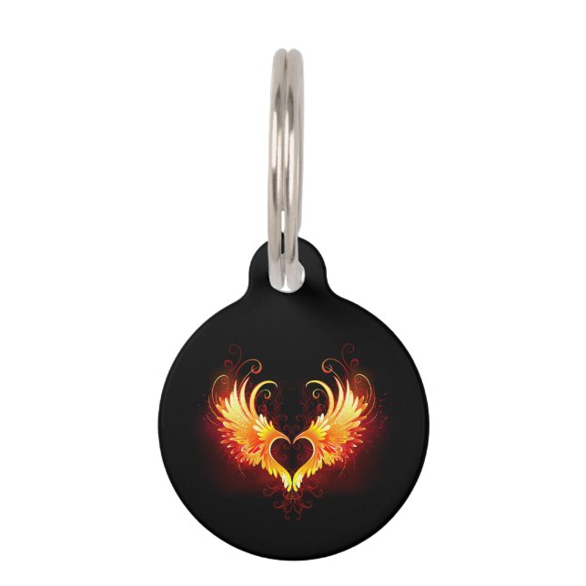 Angel Fire Heart met Wings Huisdierpenning (Voorkant)
