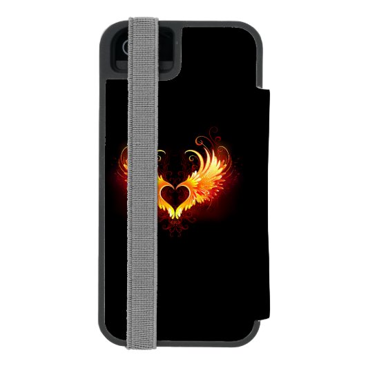 Angel Fire Heart met Wings Incipio iPhone Portemonnee Hoesje (Agenda Achterkant)