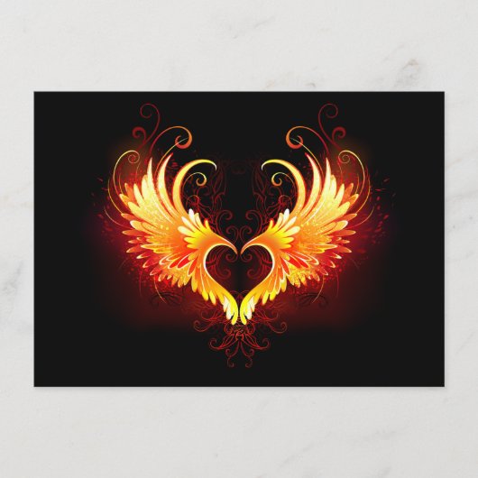 Angel Fire Heart met Wings Informatiekaartje (Voorkant)