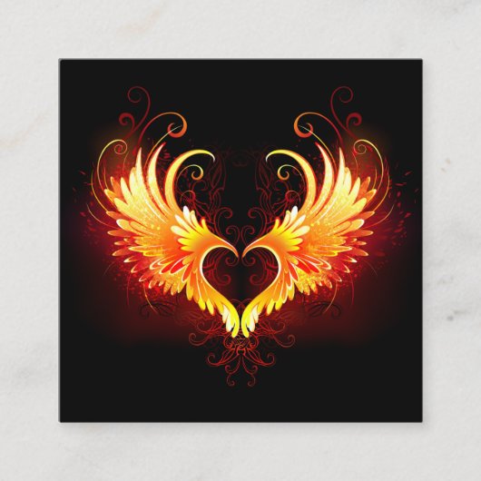 Angel Fire Heart met Wings Informatiekaartje (Voorkant)