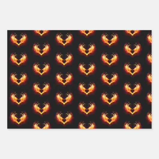 Angel Fire Heart met Wings Inpakpapier Vel (Voorkant)