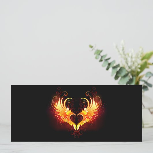 Angel Fire Heart met Wings Kaart (Staand voorkant)