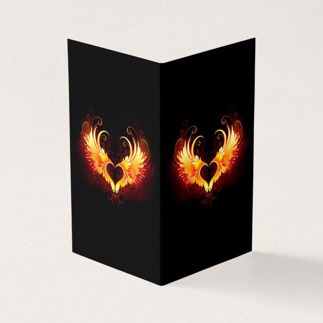 Angel Fire Heart met Wings Kaart (Buitenkant)