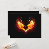 Angel Fire Heart met Wings Kaart (Voorkant / Achterkant in situ)