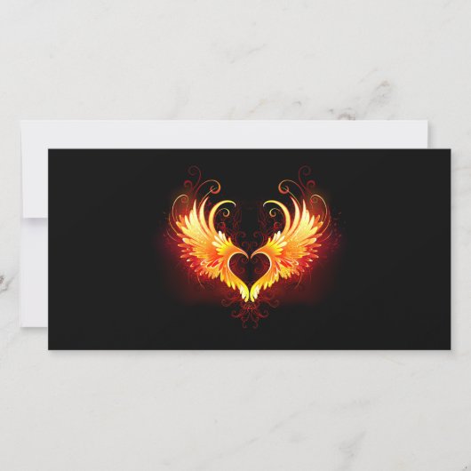 Angel Fire Heart met Wings Kaart (Voorkant)