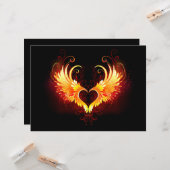 Angel Fire Heart met Wings Kaart (Voorkant / Achterkant in situ)