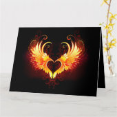 Angel Fire Heart met Wings Kaart (Gele Bloem)