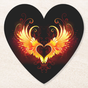 Angel Fire Heart met Wings Kartonnen Onderzetters