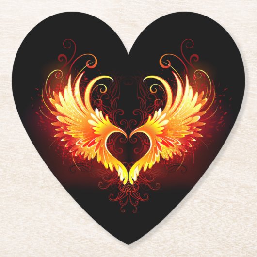 Angel Fire Heart met Wings Kartonnen Onderzetters (Voorkant)