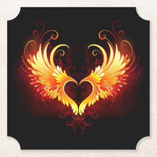 Angel Fire Heart met Wings Kartonnen Onderzetters (Voorkant)