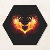 Angel Fire Heart met Wings Kartonnen Onderzetters (Voorkant)