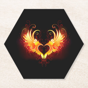 Angel Fire Heart met Wings Kartonnen Onderzetters