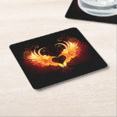 Angel Fire Heart met Wings Kartonnen Onderzetters (Schuin)
