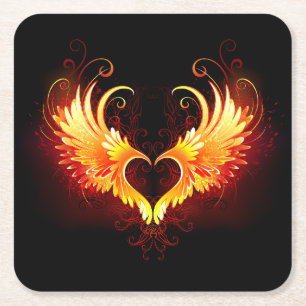 Angel Fire Heart met Wings Kartonnen Onderzetters
