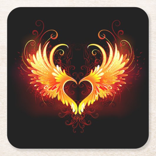 Angel Fire Heart met Wings Kartonnen Onderzetters (Voorkant)