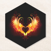 Angel Fire Heart met Wings Kartonnen Onderzetters (Voorkant)