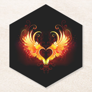 Angel Fire Heart met Wings Kartonnen Onderzetters
