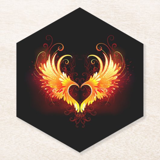 Angel Fire Heart met Wings Kartonnen Onderzetters (Voorkant)