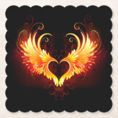 Angel Fire Heart met Wings Kartonnen Onderzetters (Voorkant)