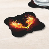 Angel Fire Heart met Wings Kartonnen Onderzetters (Gekanteld)