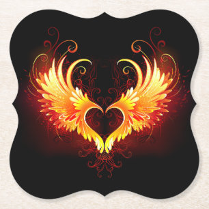 Angel Fire Heart met Wings Kartonnen Onderzetters