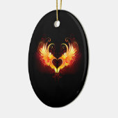 Angel Fire Heart met Wings Keramisch Ornament (Links)