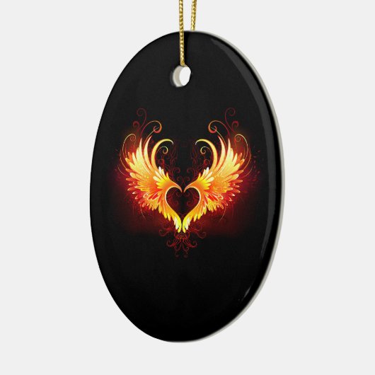 Angel Fire Heart met Wings Keramisch Ornament (Links)