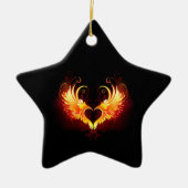 Angel Fire Heart met Wings Keramisch Ornament (Voorkant)