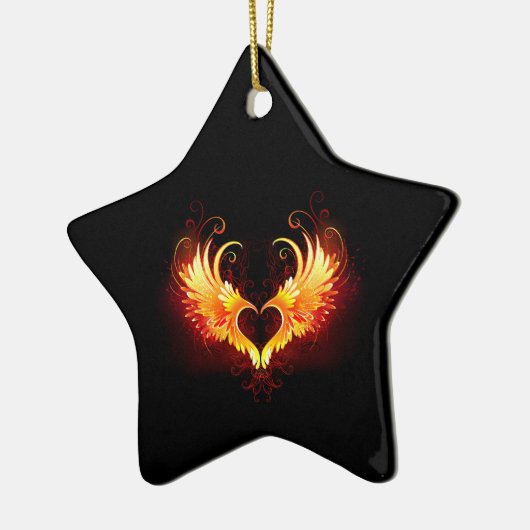 Angel Fire Heart met Wings Keramisch Ornament (Links)