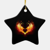 Angel Fire Heart met Wings Keramisch Ornament (Achterkant)
