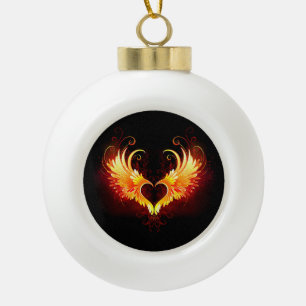 Angel Fire Heart met Wings Keramische Bal Ornament