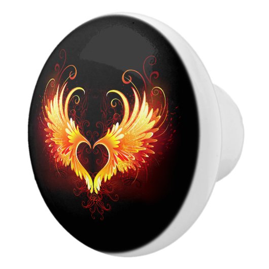 Angel Fire Heart met Wings Keramische Knop (Rechts)