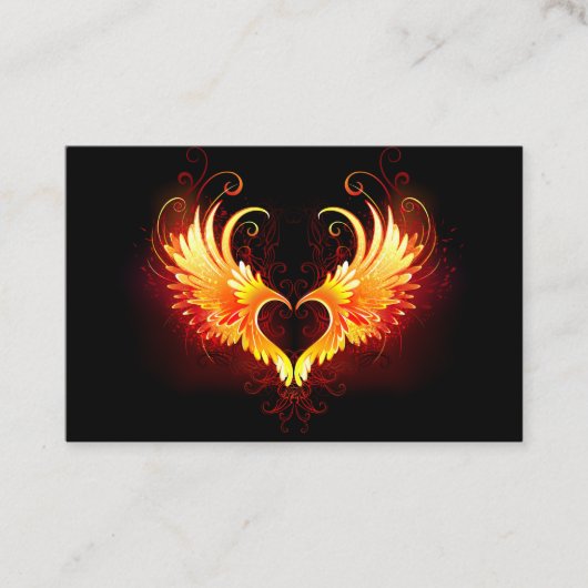 Angel Fire Heart met Wings Klantenkaartje (Voorkant)