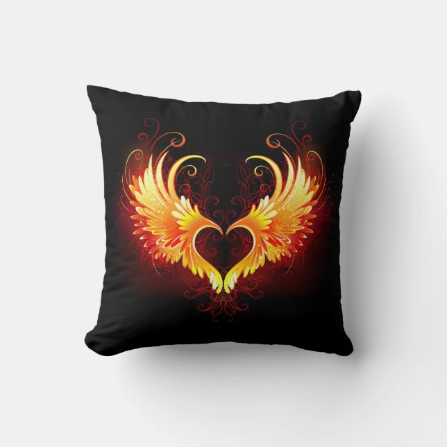 Angel Fire Heart met Wings Kussen (Voorkant)