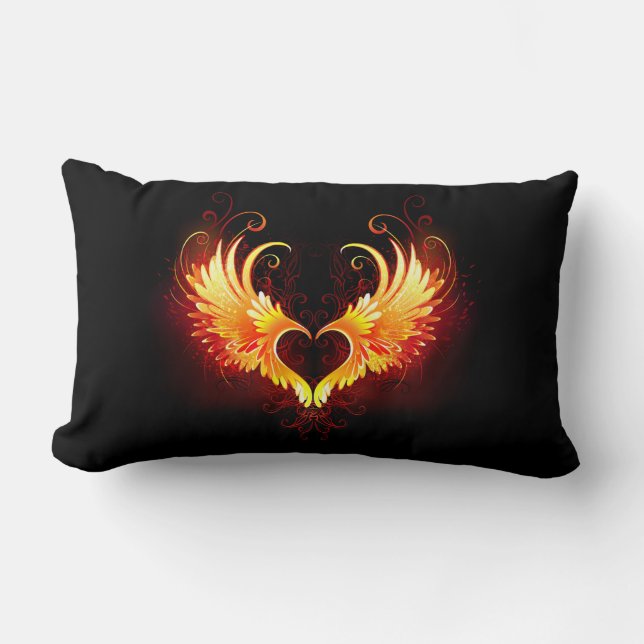 Angel Fire Heart met Wings Kussen (Voorkant)