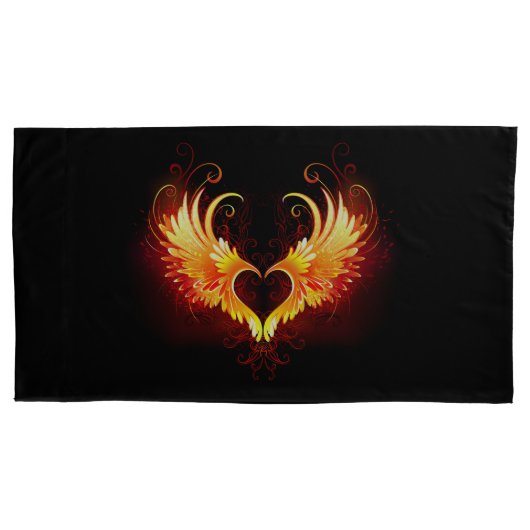 Angel Fire Heart met Wings Kussensloop (Voorkant-Links)