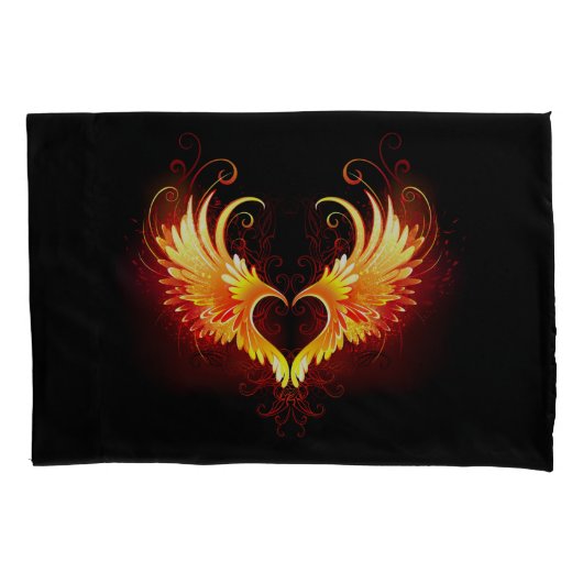 Angel Fire Heart met Wings Kussensloop (Voorkant-Links)