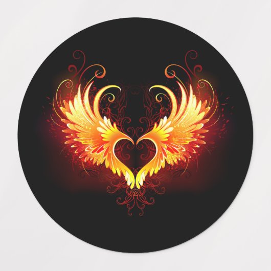 Angel Fire Heart met Wings Labels (Design 1)