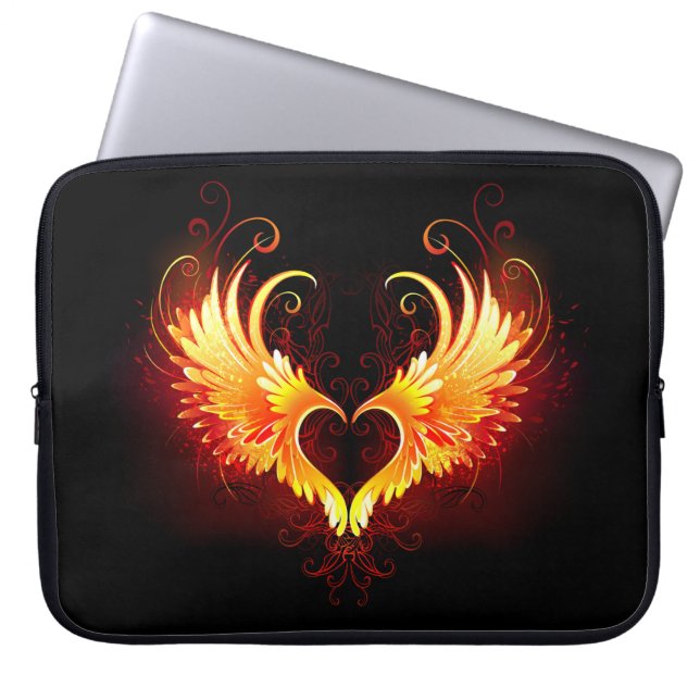 Angel Fire Heart met Wings Laptop Sleeve (Voorkant)