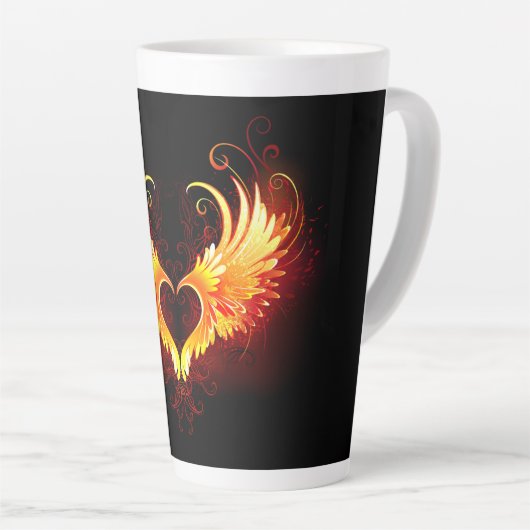 Angel Fire Heart met Wings Latte Mok (Rechterhoek)