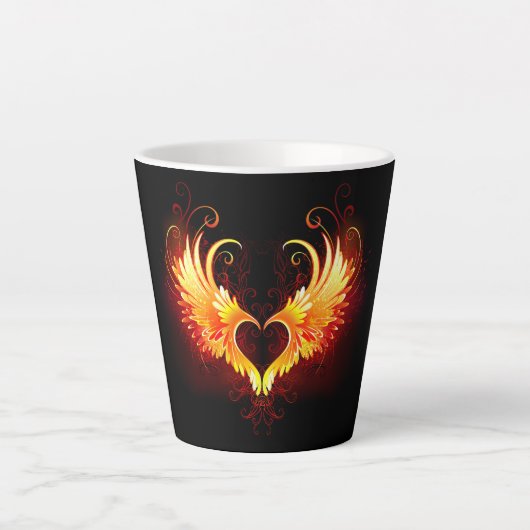 Angel Fire Heart met Wings Latte Mok (Voorkant)