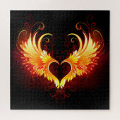 Angel Fire Heart met Wings Legpuzzel (Horizontaal)