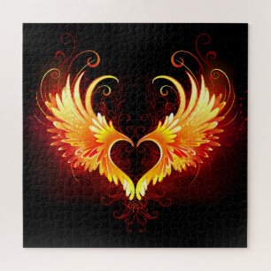 Angel Fire Heart met Wings Legpuzzel