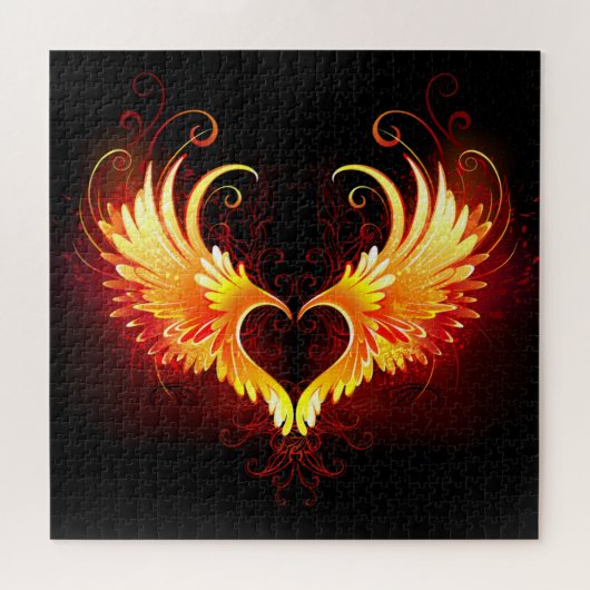 Angel Fire Heart met Wings Legpuzzel (Horizontaal)
