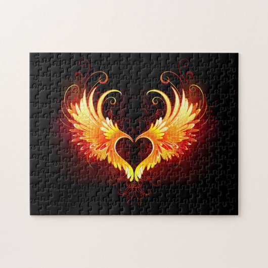 Angel Fire Heart met Wings Legpuzzel (Horizontaal)