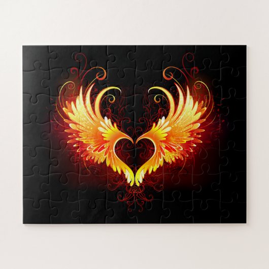 Angel Fire Heart met Wings Legpuzzel (Horizontaal)