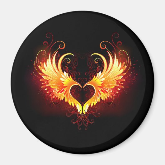 Angel Fire Heart met Wings Magneet (Voorkant)